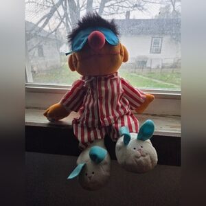 Vintage Ernie Plush Pajama Set with Bunny Slippers